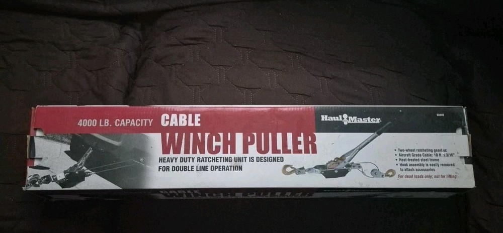 Haul Master #69854 - 4000 LB. Capacity Cable Winch Puller, Double Line Operation