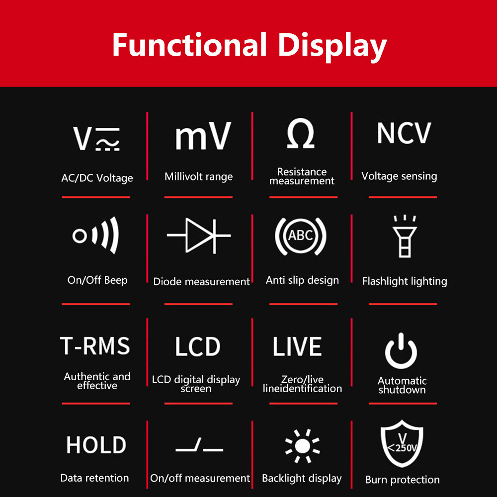 Digital Multimeter Voltmeter Smart SMD Tester AC DC Ammeter Diode Tester Meter