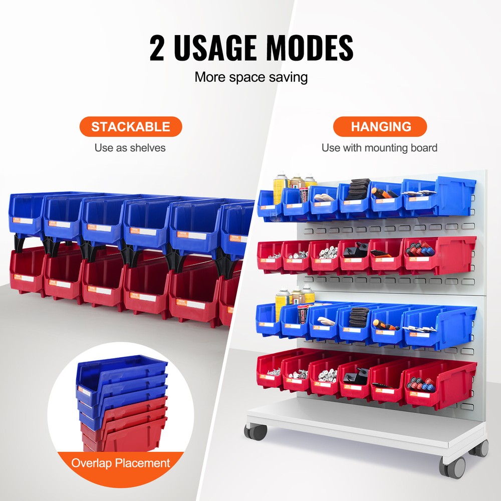 VEVOR 12 Bin Organizer Garage Storage Wall Mounted Plastic Storage Bin Part Rack