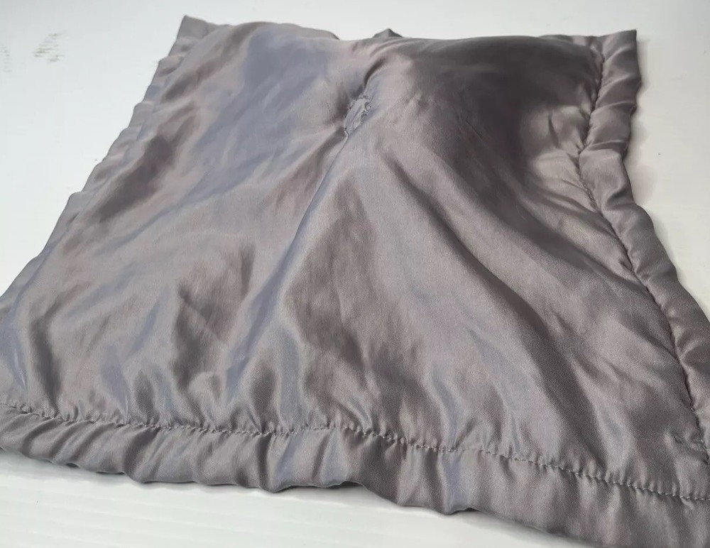Carters Elephant Plush Satin Lovey Blanket Solid Gray White Ears