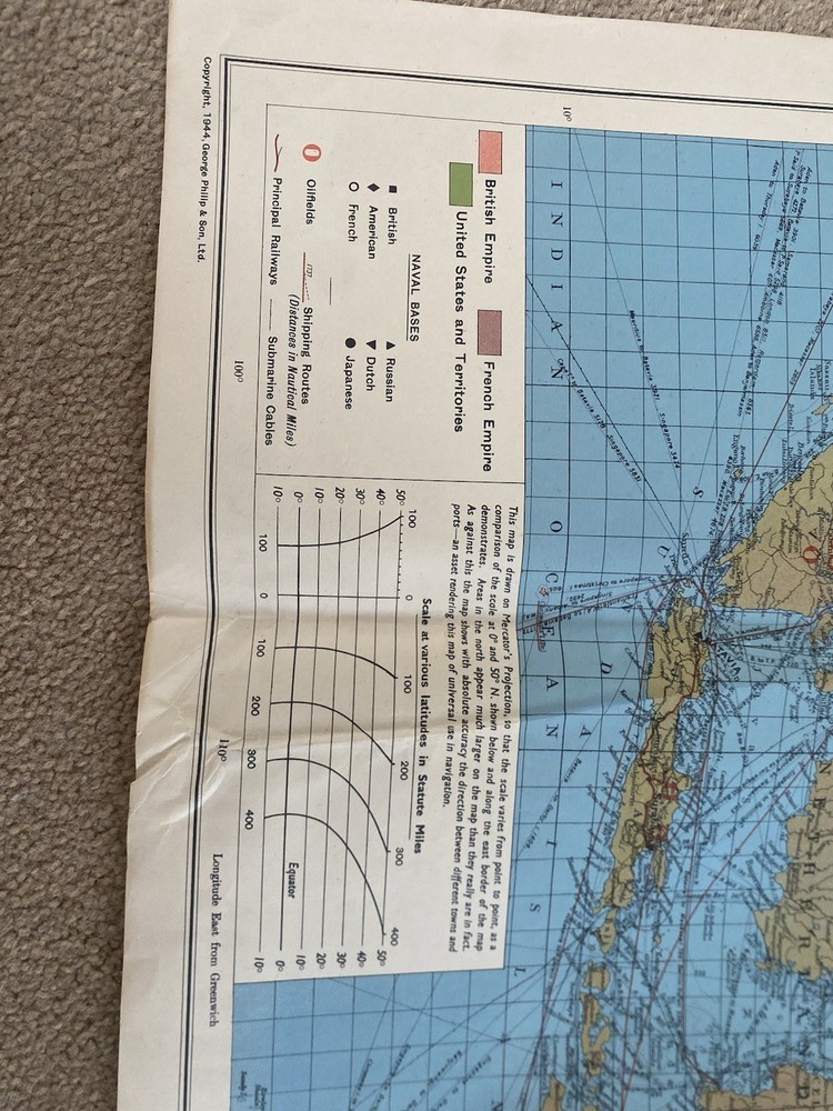 Daily Mail 1944 WW2 Far East War Map