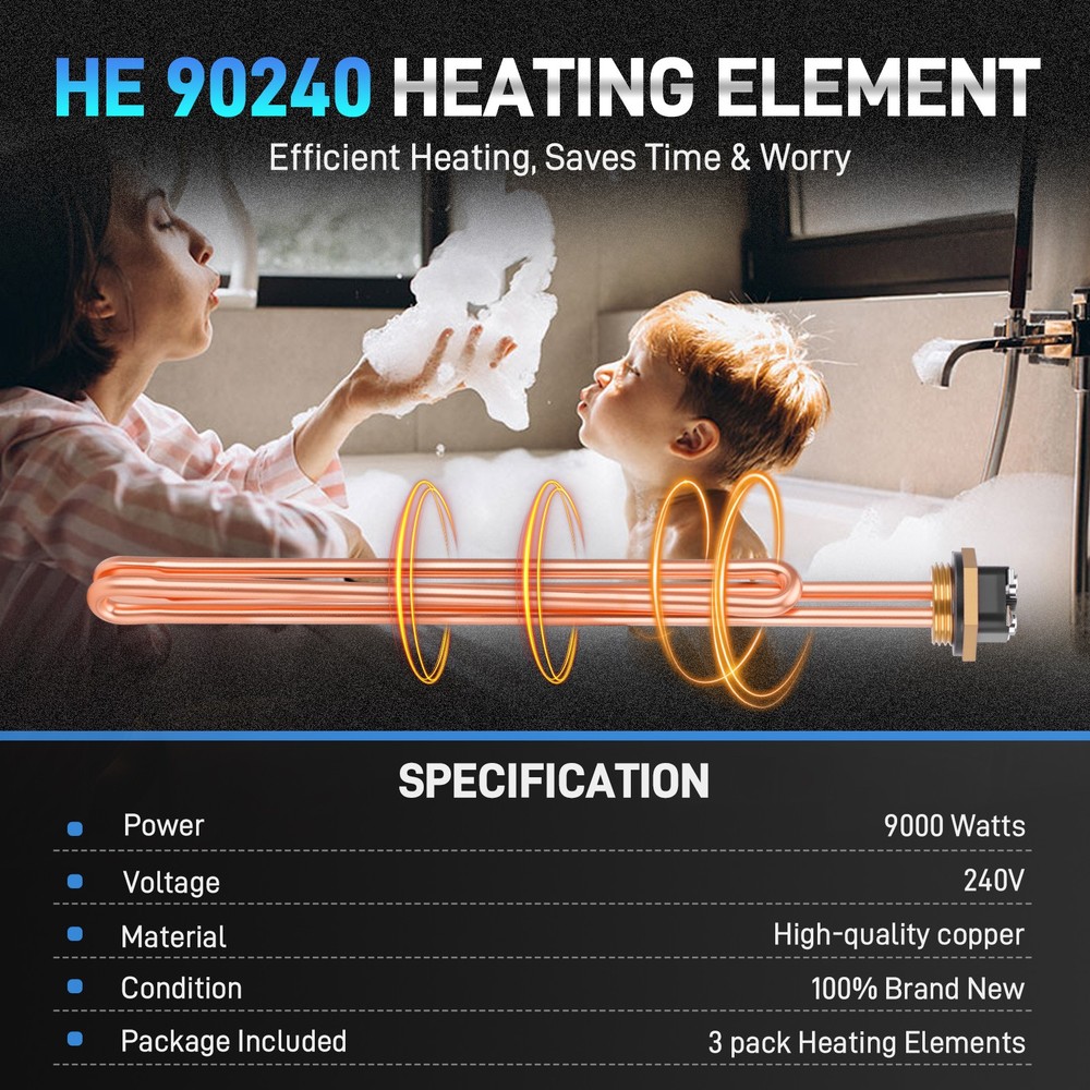 3PCS HE 90240 Water Heater Element Parts Compatible with Ecosmart ECO 18 ECO 24