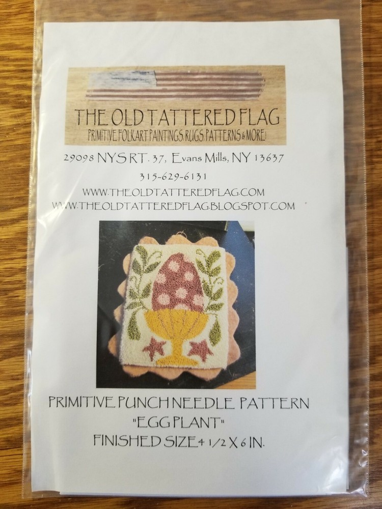 The Old Tattered Flag Punch Needle pattern ~ Eggplant ~ Spring