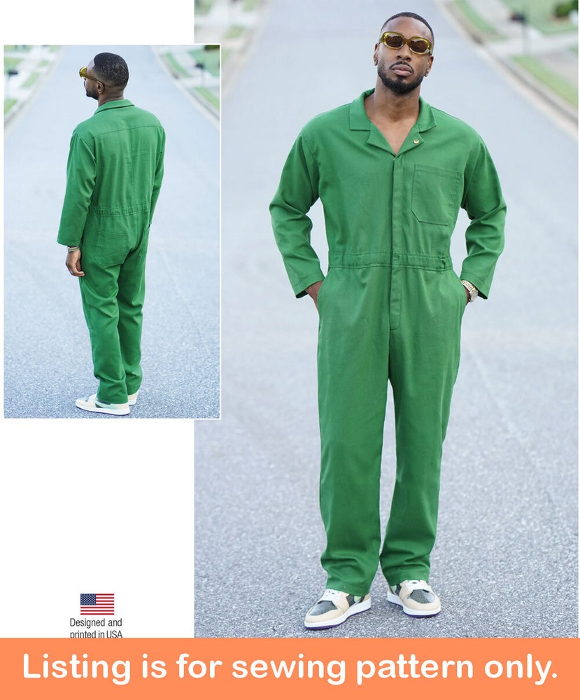 SEWING PATTERN Men Clothes Long Jumpsuit Boilersuit Utility Cargo Suit Plus 2012