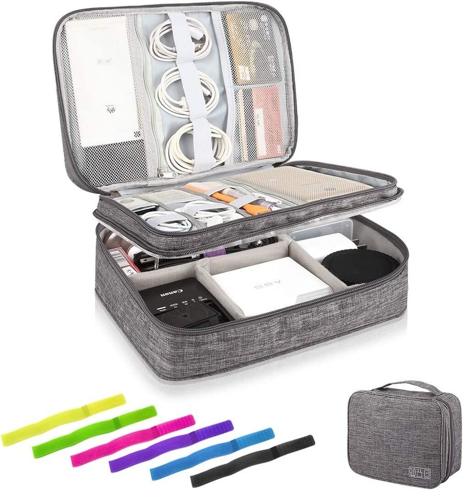 KERNORV Travel Cable Organizer Bag, Three-Layer Electronics-B12
