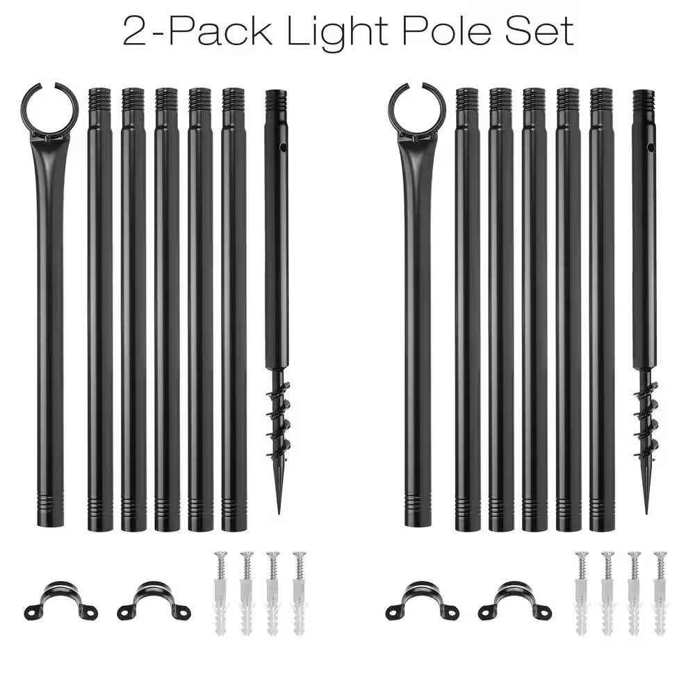 Two 9 Ft. String Light Poles, Black