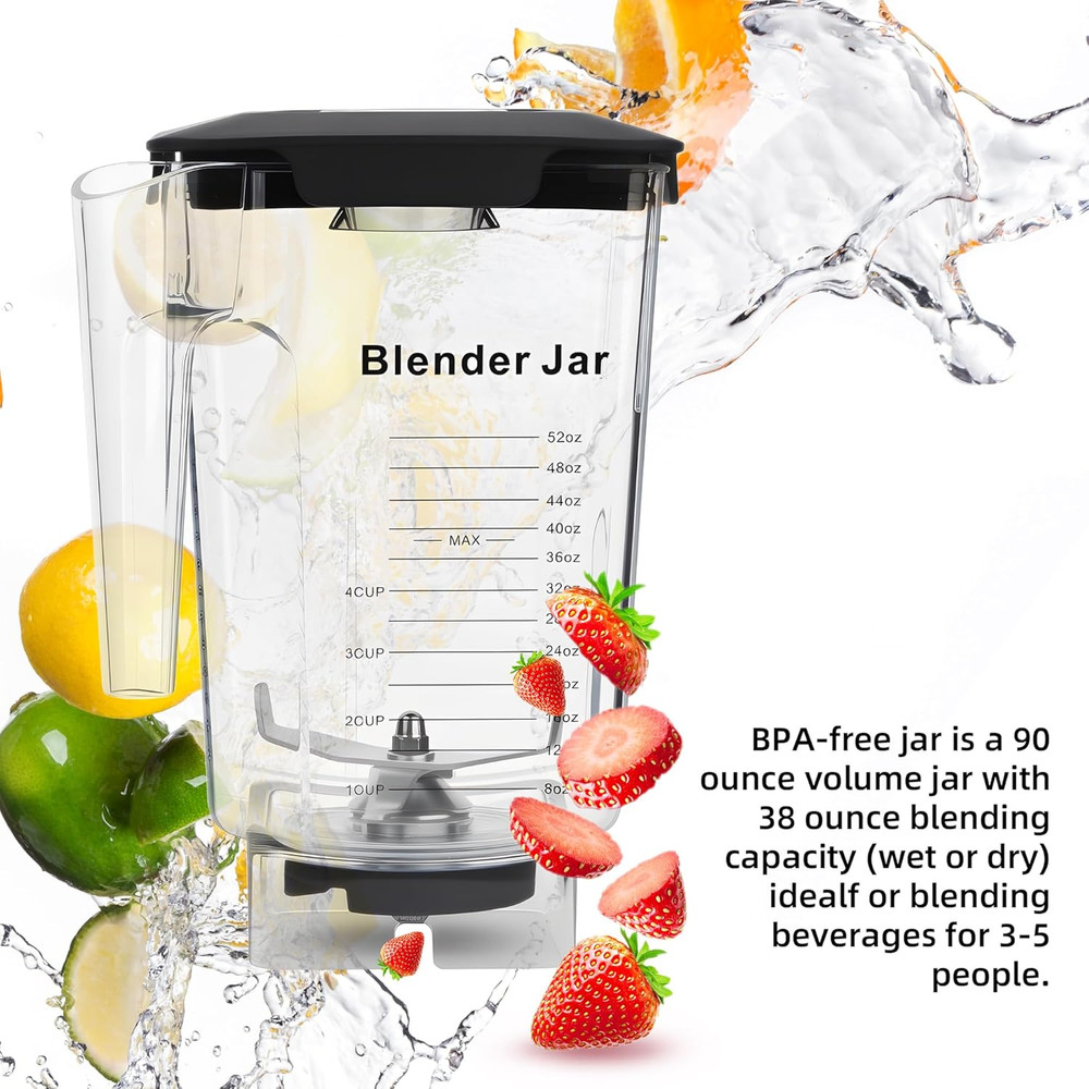 90 Oz Replacement Jar Compatible with Blendtec Blender, Container Pitcher Fits A