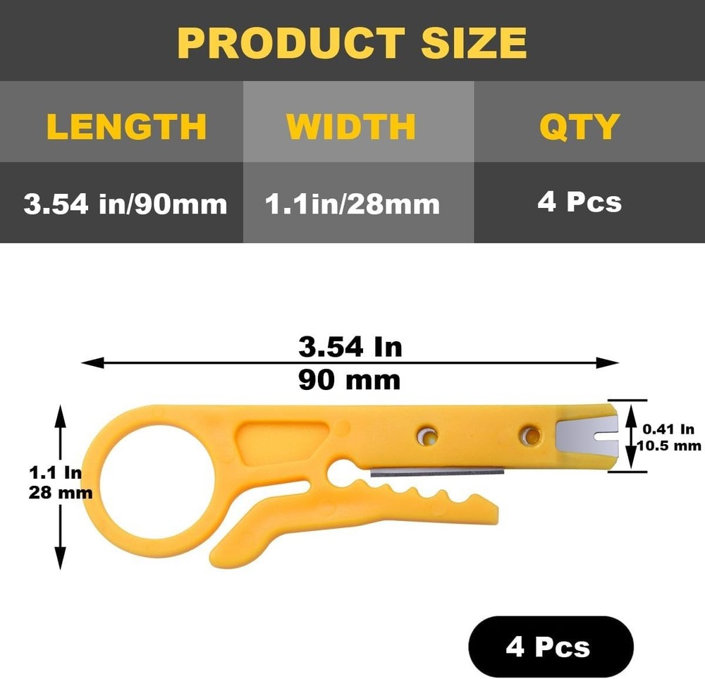 4 Pack Mini Wire Stripper Crimping Tool - Portable & Versatile Network Solution