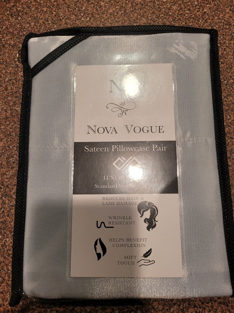 2 pcs standard sateen pillowcase by Nova Vogue (New)