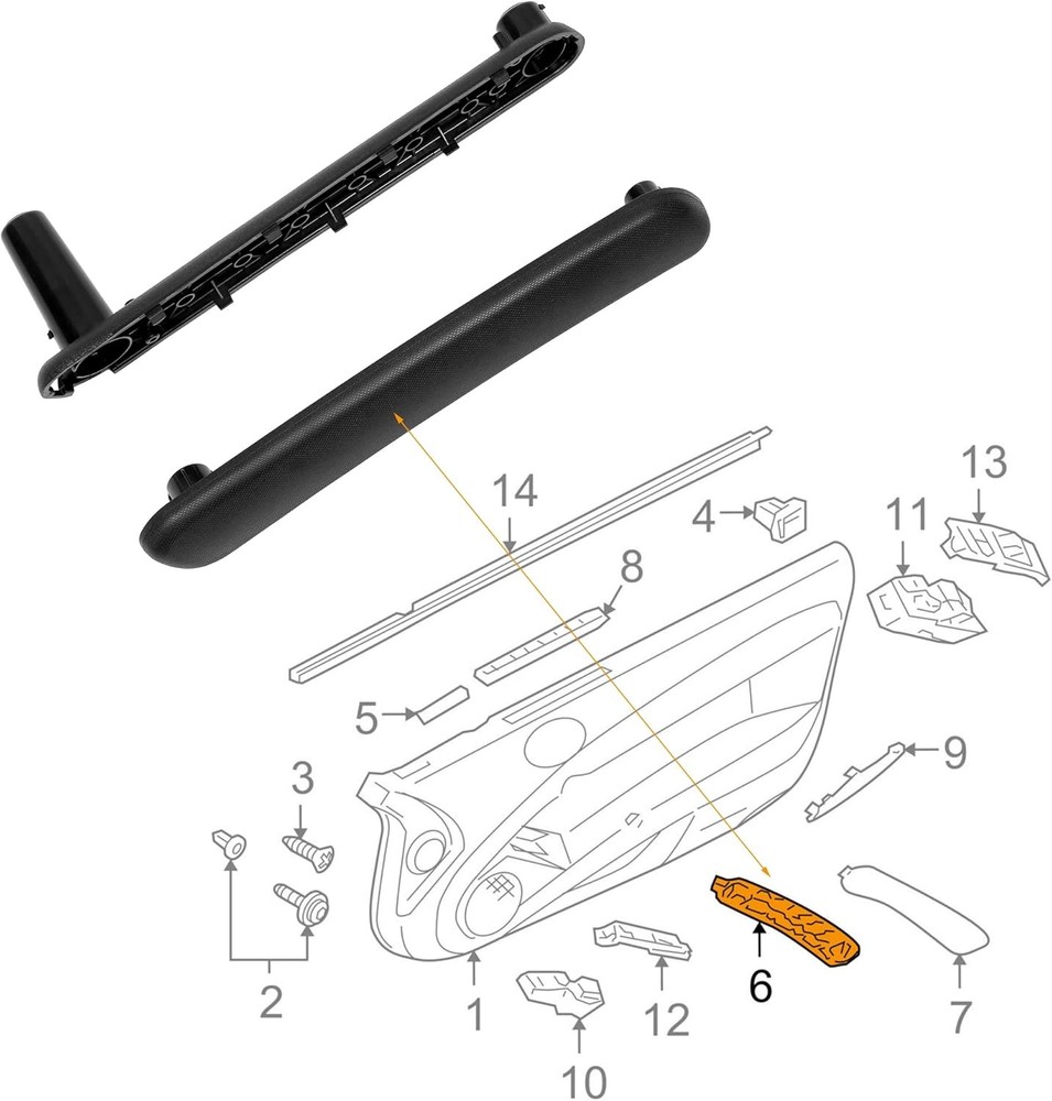 Black Front Passenger Interior Pull Door Handle for Mitsubishi Eclipse 2006-2012