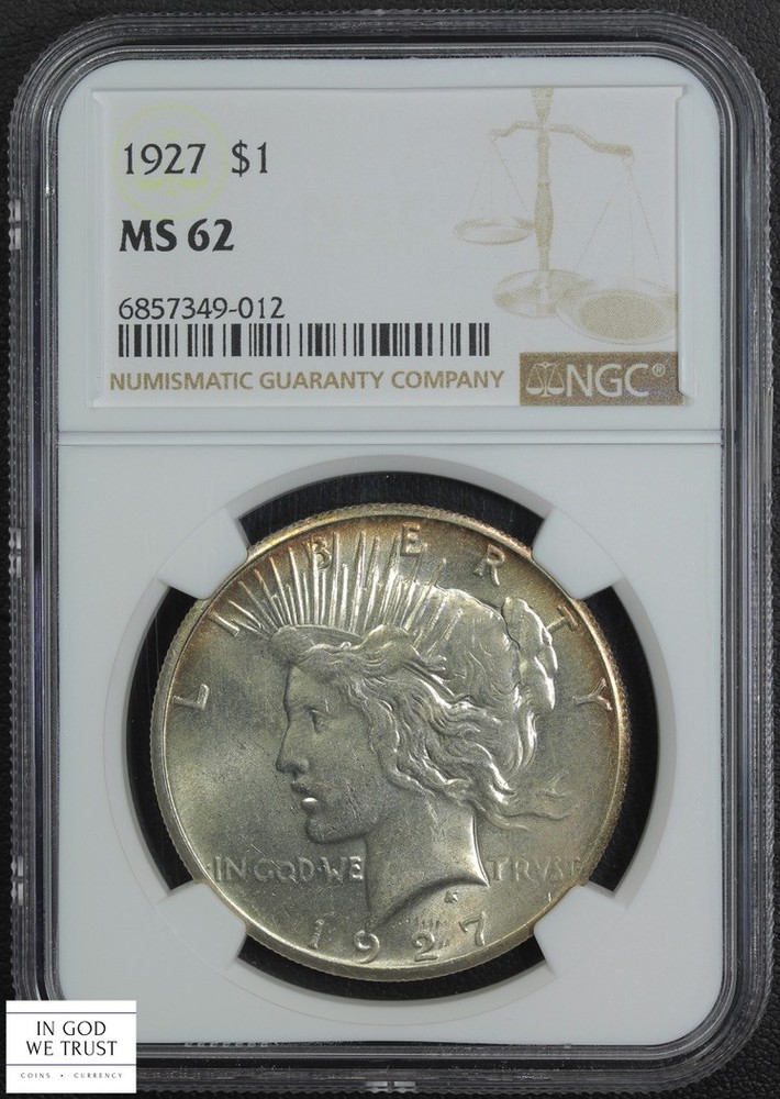 1927 Peace Silver Dollar $1 NGC MS 62