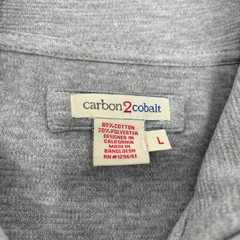 Carbon 2 Cobalt Mens Large Solid Gray 1/4 Zip Long Sleeve Pullover Sweater