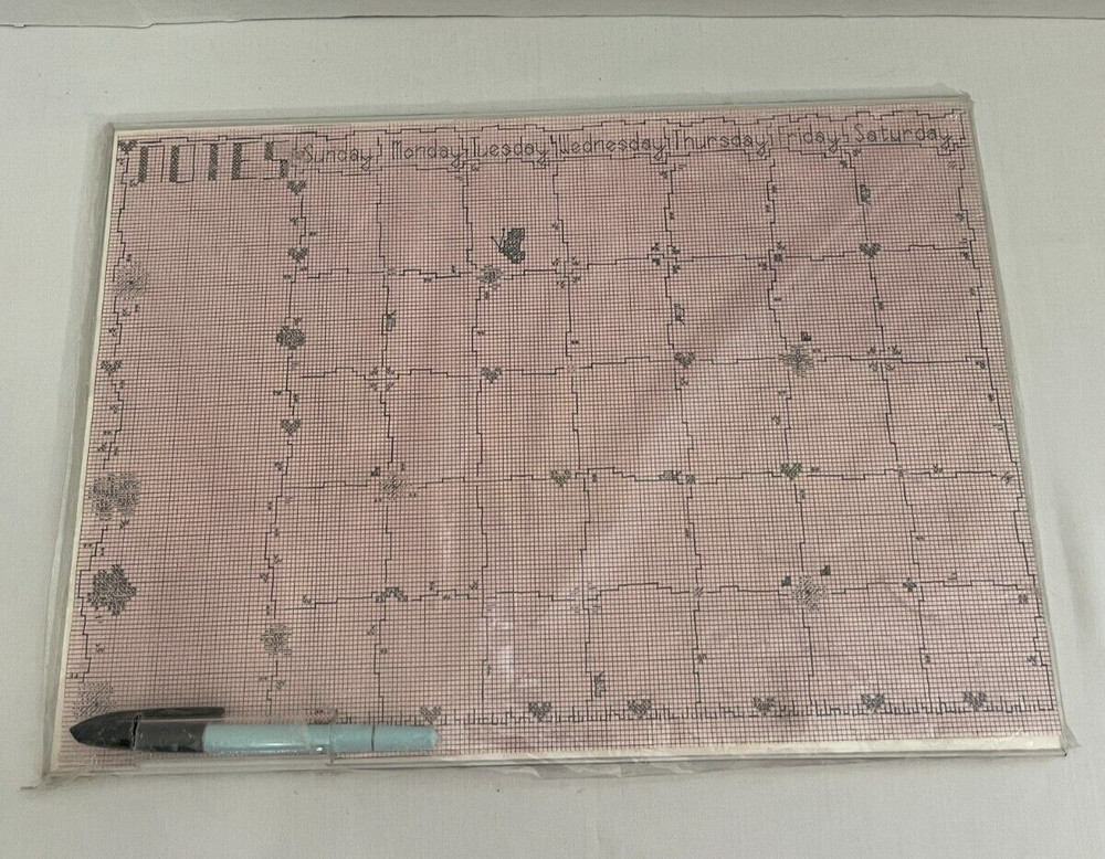 Acrylic plastic perpetual weekly calendar with Cross Stitch pattern
