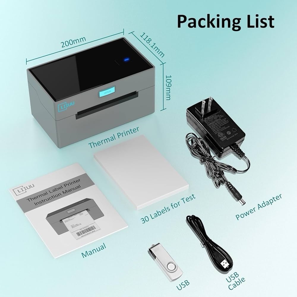 Bluetooth Thermal Shipping Label Printer 4x6 Support iOS iPhone iPad Android……