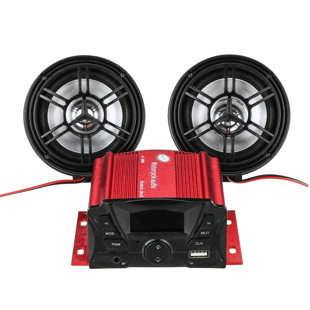 12V Motorcycle Audio bluetooth Remote Control Speaker Sound System SD USB MP3