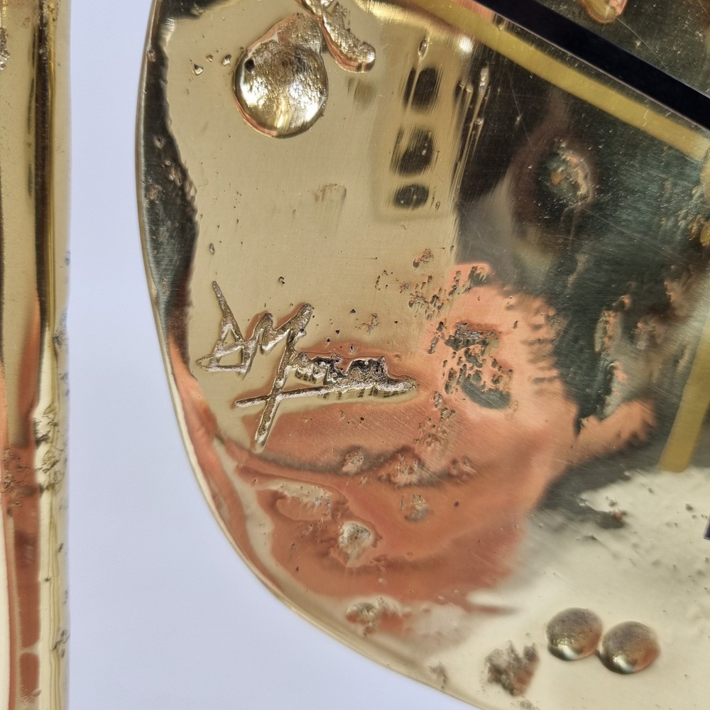 David Marshall Signed Brass Clock 20th Century 30cm High
