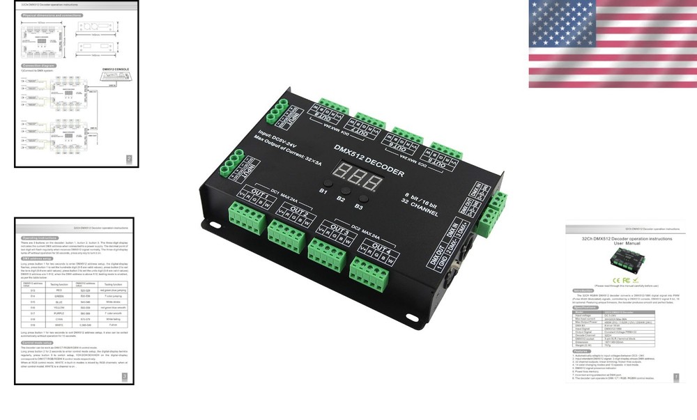 Compact 32 Channel RGBW DMX 512 Decoder with Power Memory & Voltage Protection
