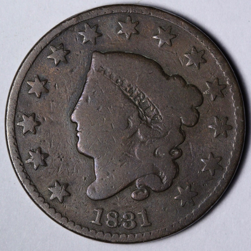 1831 Coronet Head Large Cent VG E108 ADUV