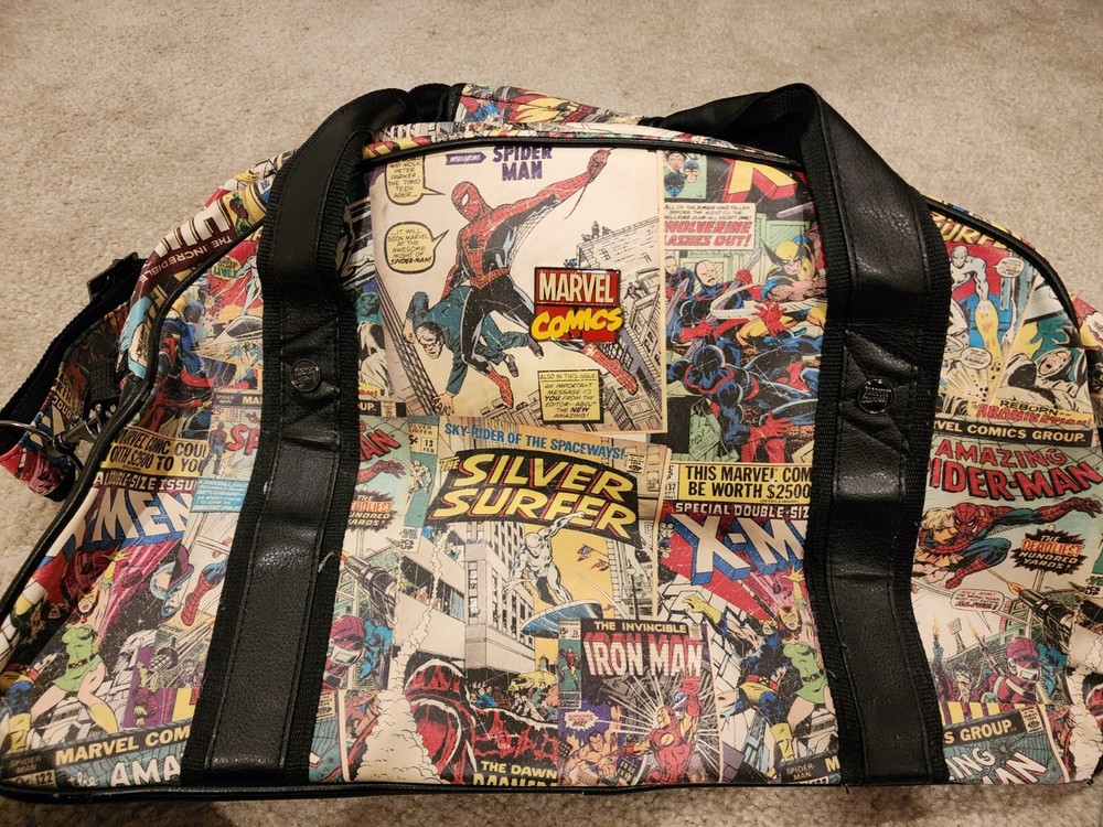 Retro Marvel Dufflebag In Comic Book Print With Shoulder Strap Excellent Shape