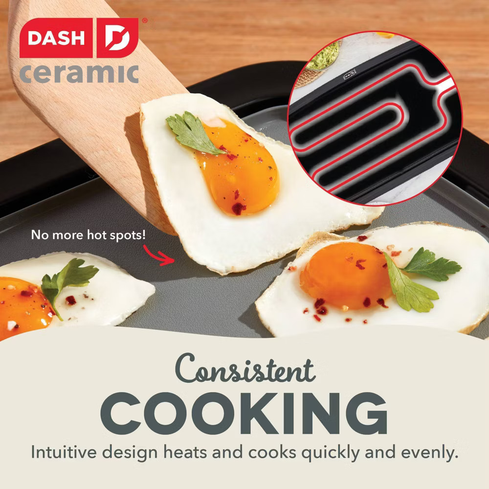 Dash Nonstick Ceramic Electric Flat Top Griddle Cream