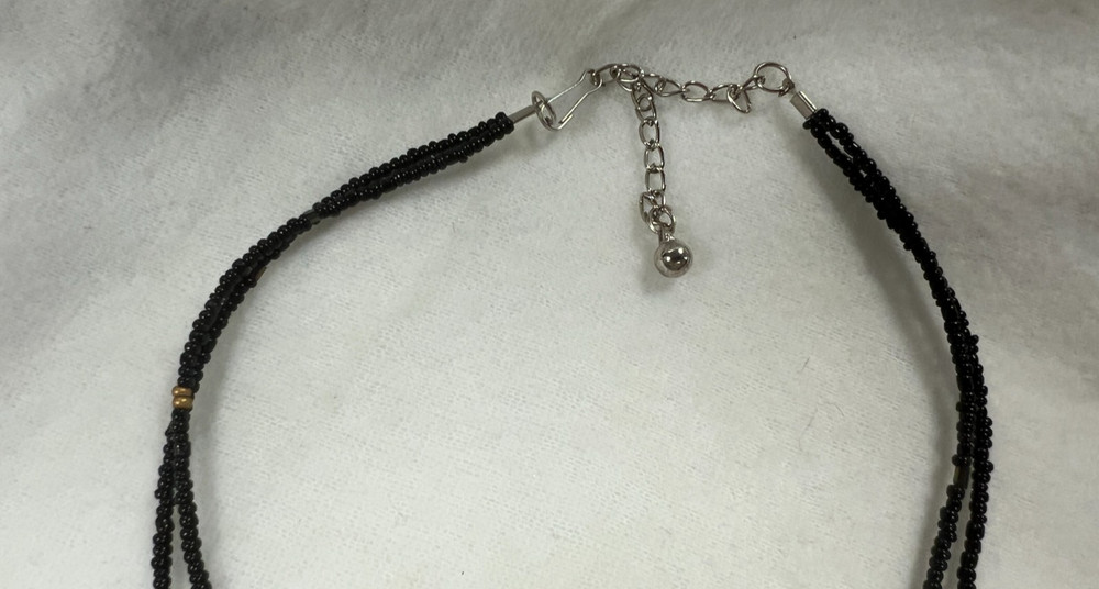 Beaded Necklace with Round Shell Pendant