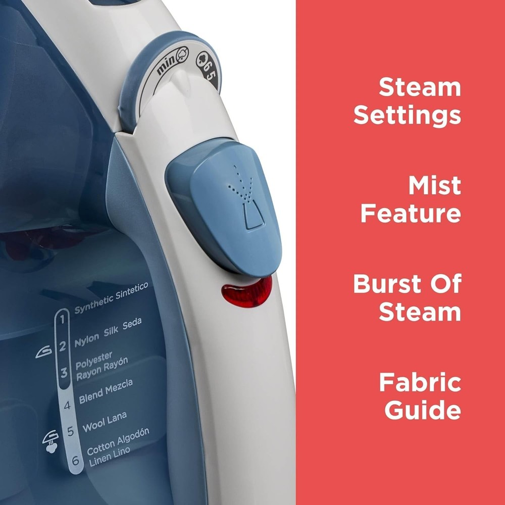 BLACK+DECKER Easy Steam Compact Iron for Clothes, Automatic Shutoff, Nonstick Pl