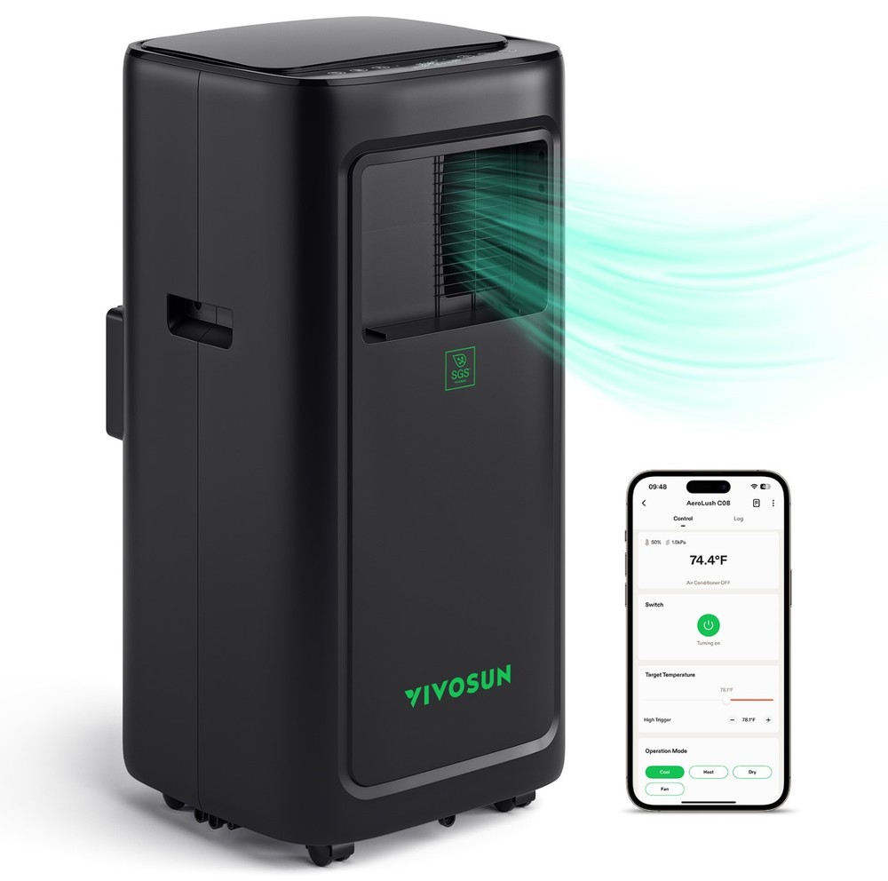 VIVOSUN 8000BTU 4-in-1 Air Conditioner Cooling/Drying/Heating/Fan for Planting