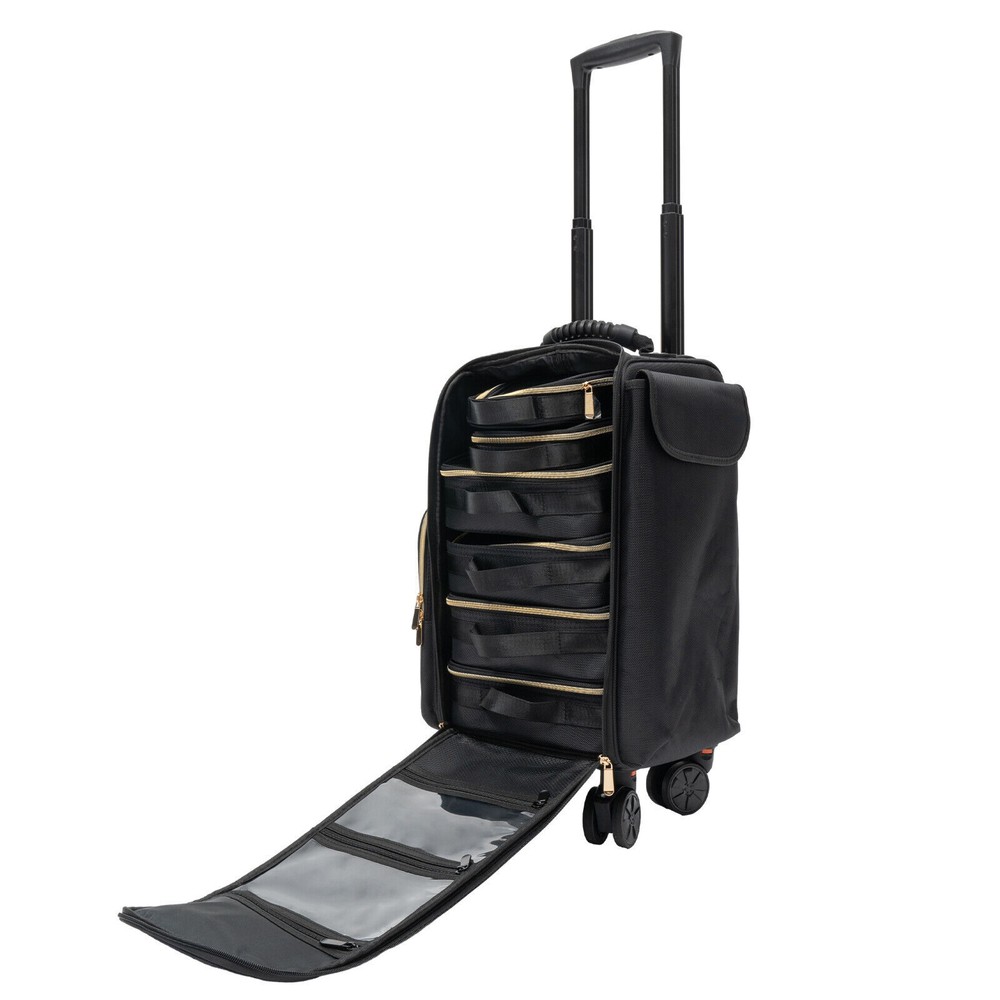 Professional Makeup Case Rolling Makeup Train Case Cosmetic Storage Organizer US