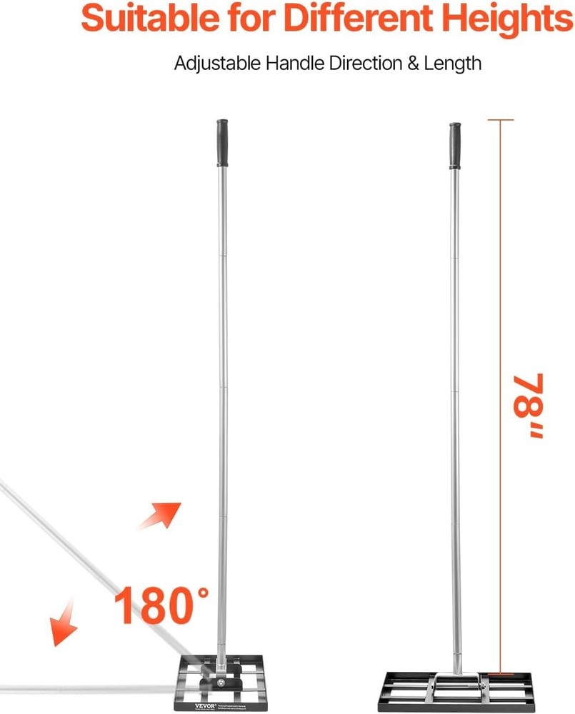 Comfortable Garden Leveling Rake for Lawn & Golf Course - 5 Height Adjustable