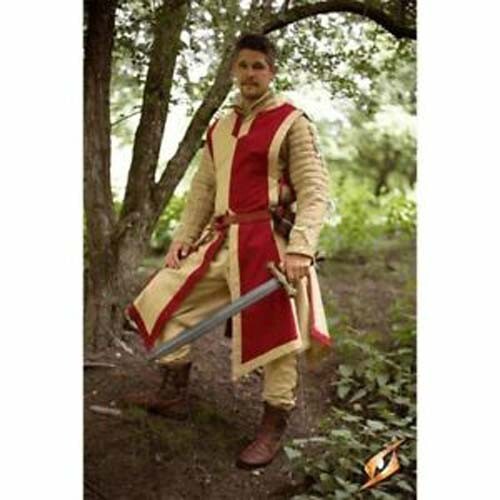 Basic Medieval Tunic - Tabard Medieval Renaissance Costume Surcoat Camel & Red