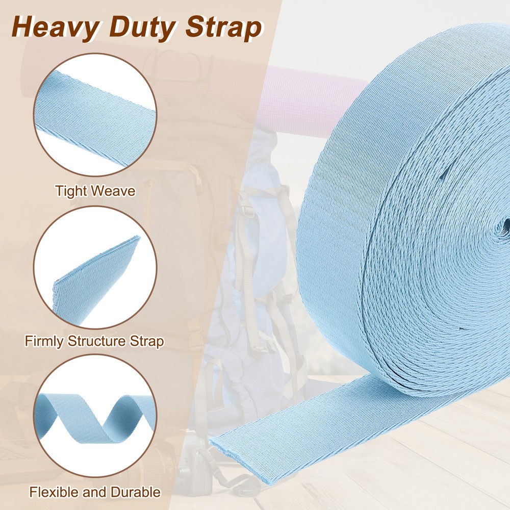 10 Yards Nylon Webbing Strap, 1 3/8-inch Bag Flat Webbing Straps, Light Blue