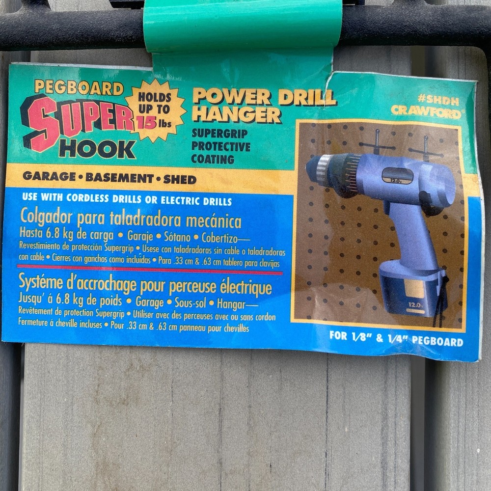 5 in Pegboard Utility Hook Power Tools Drill Holder Wall Storage for 1/4, 1/8