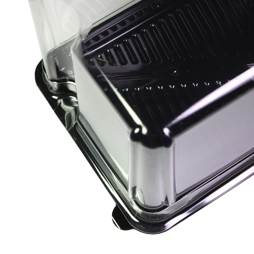 50/100pcs Rectangular Cake Display Plastic Containers w/ Black Base & Clear Lid
