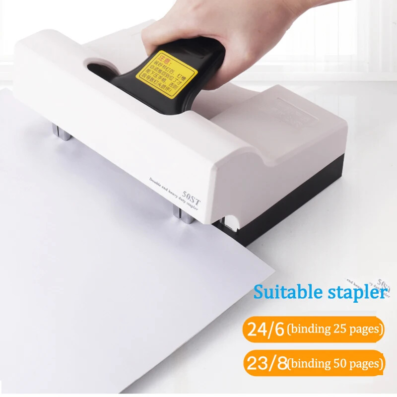 50ST Double Row Heavy Duty Stapler Double Head Universal Binding Machine