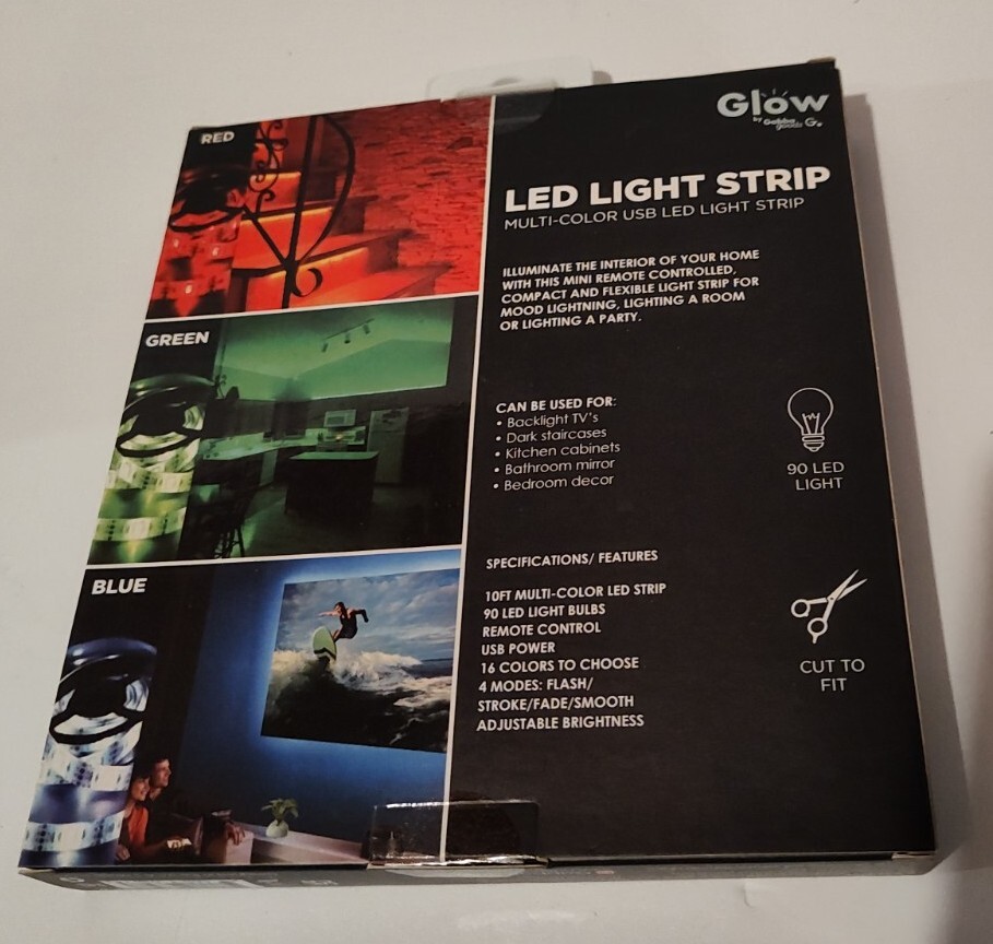 New In Package Glow Led Light Strip 10 Ft. 3 M Self Adhesive Please Read