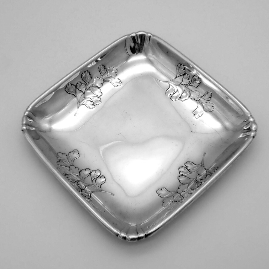 Square Serving Dish Gingko Leaf Designs Wallace Sterling Silver
