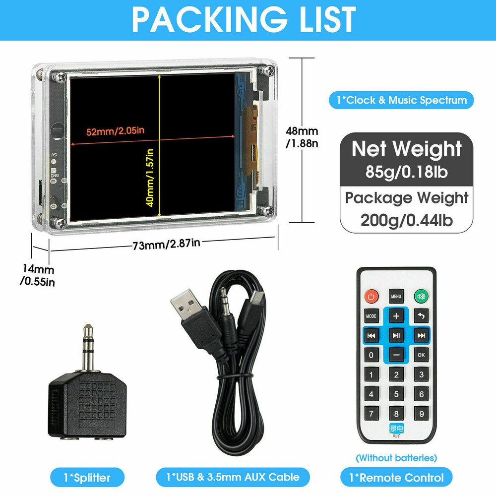 MIC LINE Sound Level Meter Stereo Music Spectrum Visualizer Audio Display Clock