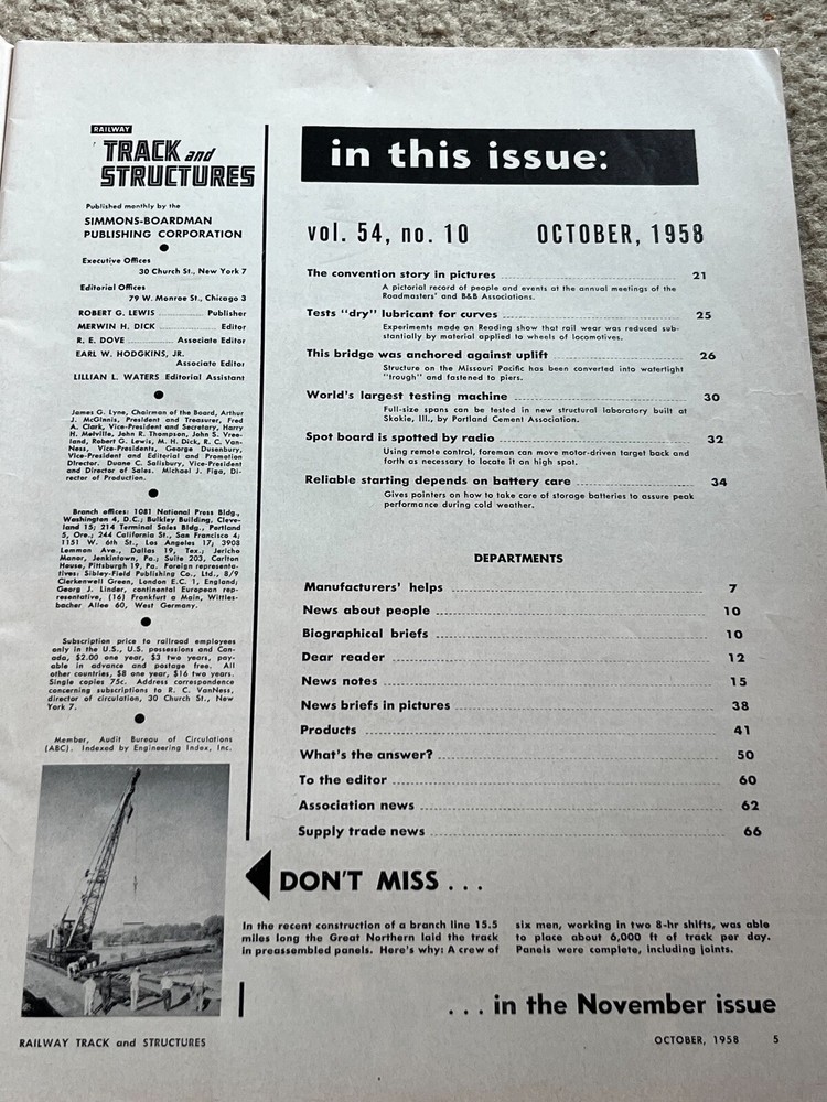 Railway Track and Structures - October 1958