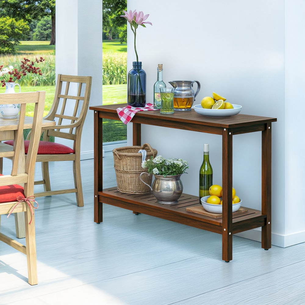 48" Console Table Multiuse Buffet Bar Storage Organizer with Foot Slider Coffee