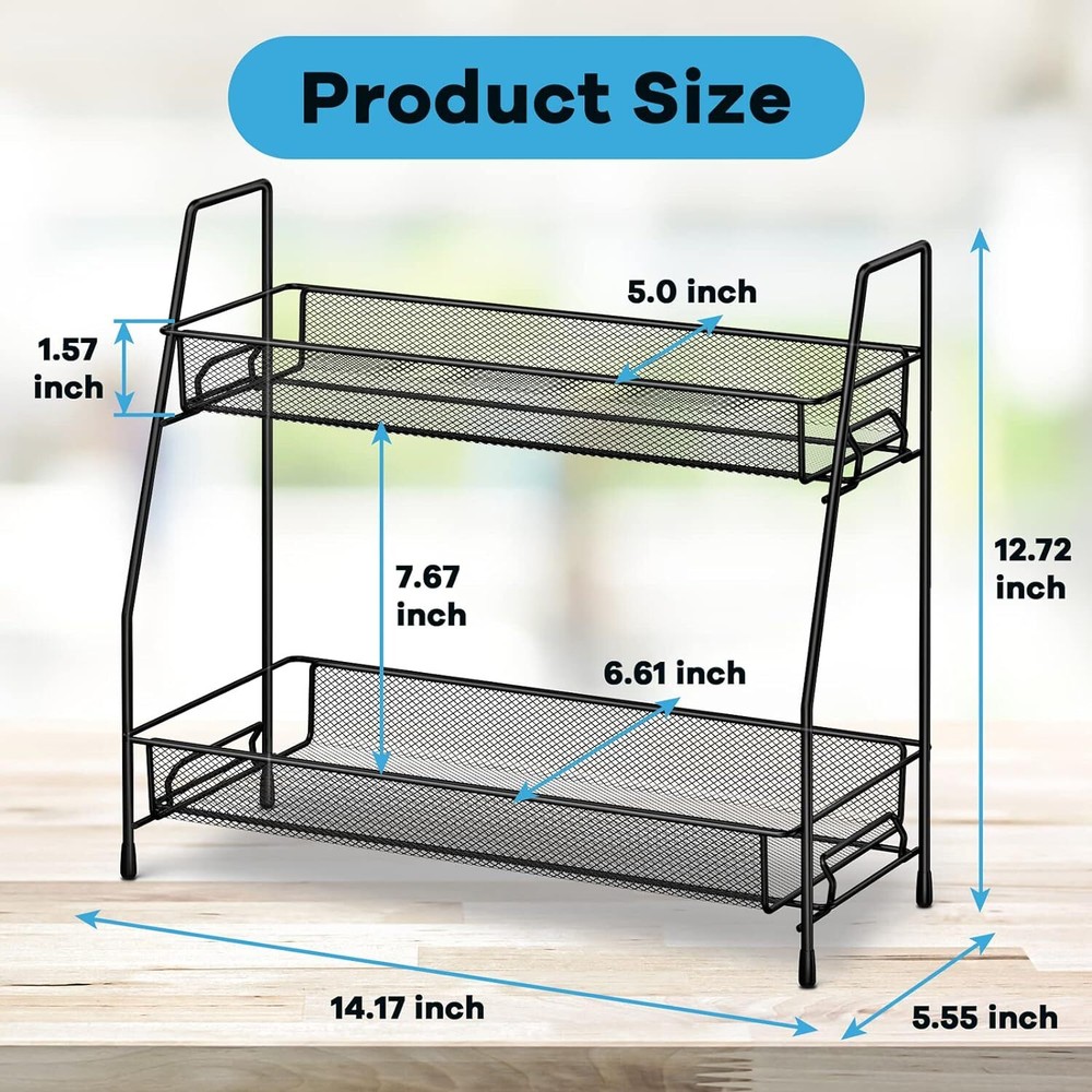SPISPI Spice Rack Organizer for Cabinet, Bathroom Countertop, Black