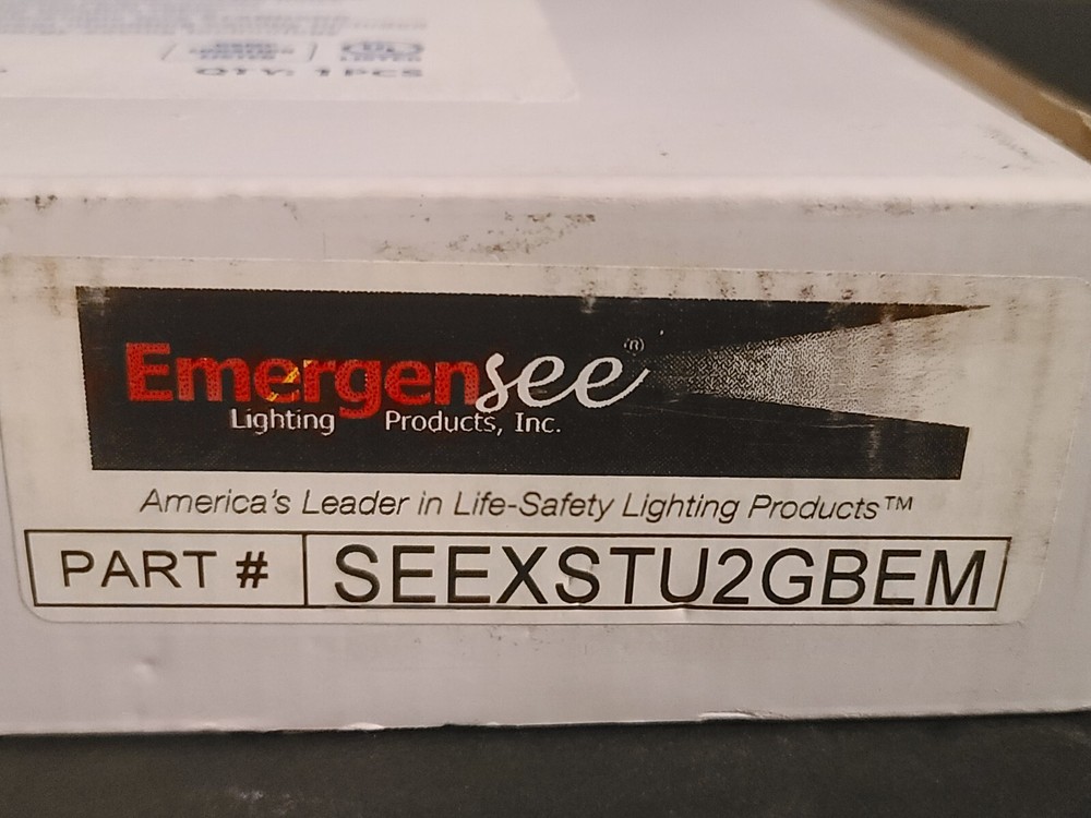 Green Lettering Exit Sign with Black Housing, LED Emergency WITH Battery Backup