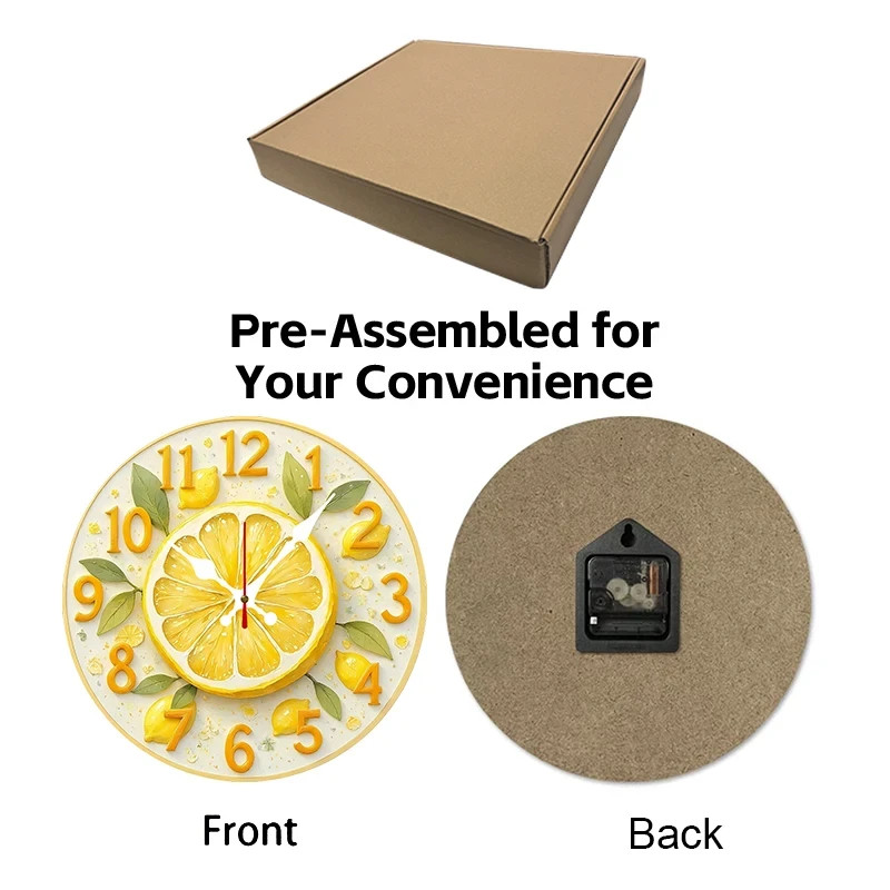 Modern 25cm Wall Clock - Lemon Fruit Home Design 2D