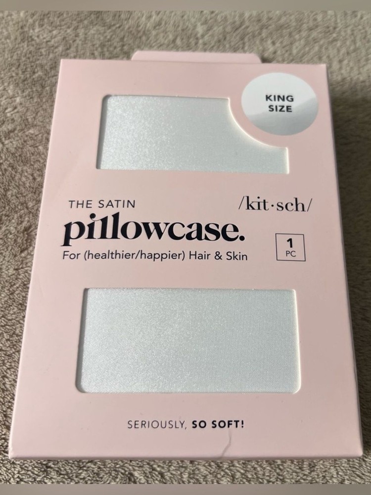 NIB Kitsch Ivory Satin Pillowcase King Size New