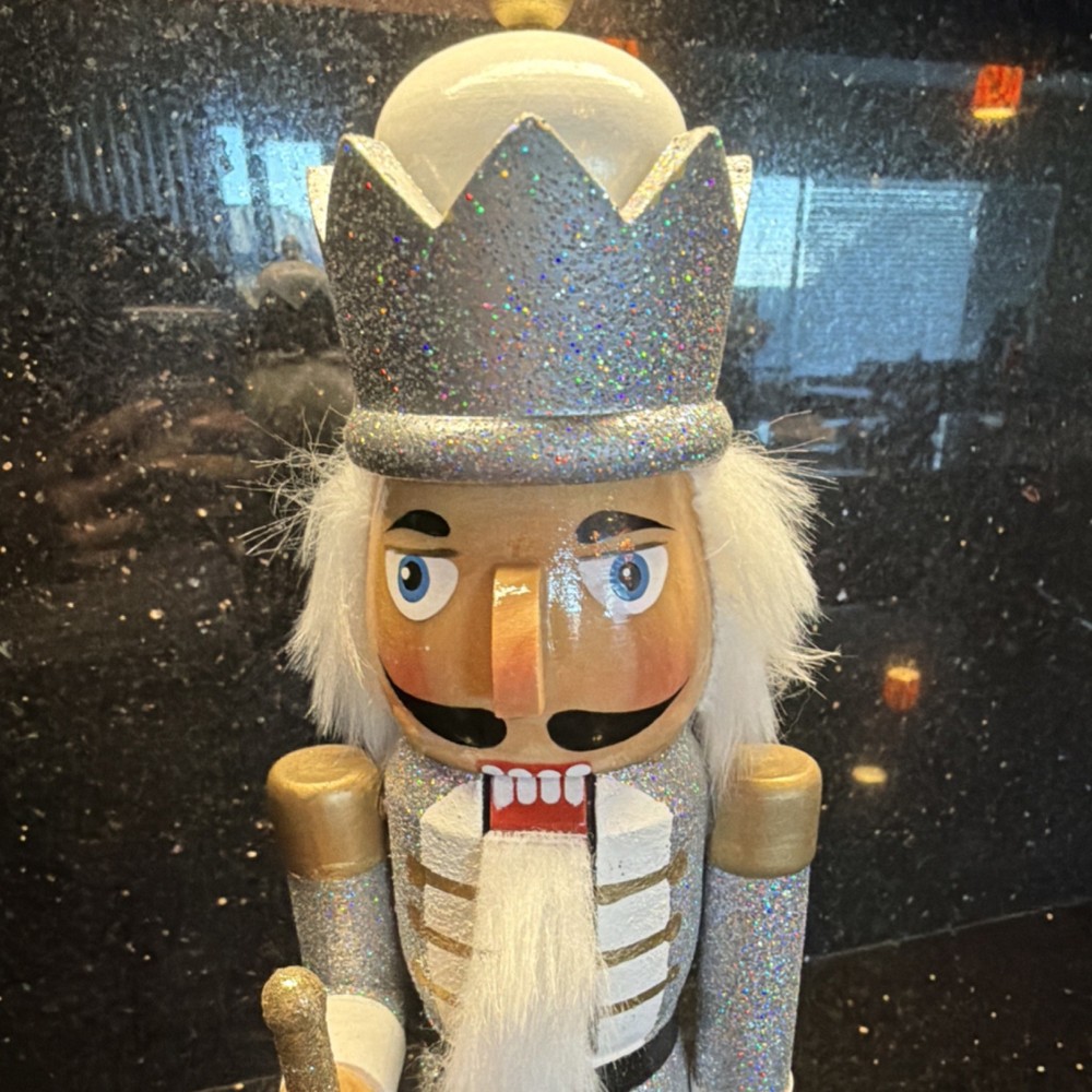 Threshold Christmas Nutcracker Silver Glitter Wood 2015