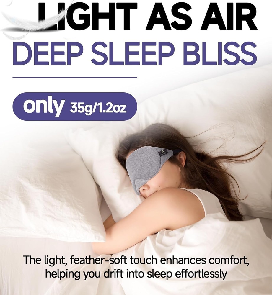 Mavogel Cotton Sleep Eye Mask - Updated Design Light Blocking with Adjustable