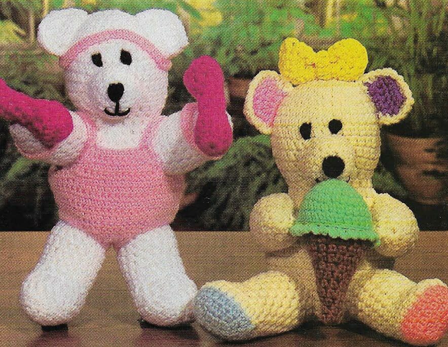 BEFORE & AFTER TEDDIES BEARS 2 STUFF ANIMALS TOY CROCHET PATTERN INSTRUCTIONS