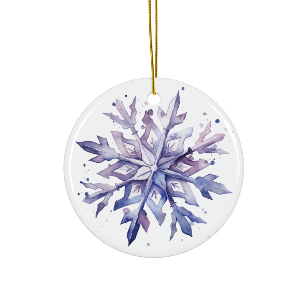 2.75" Round Ceramic Ornament, Snowflake E