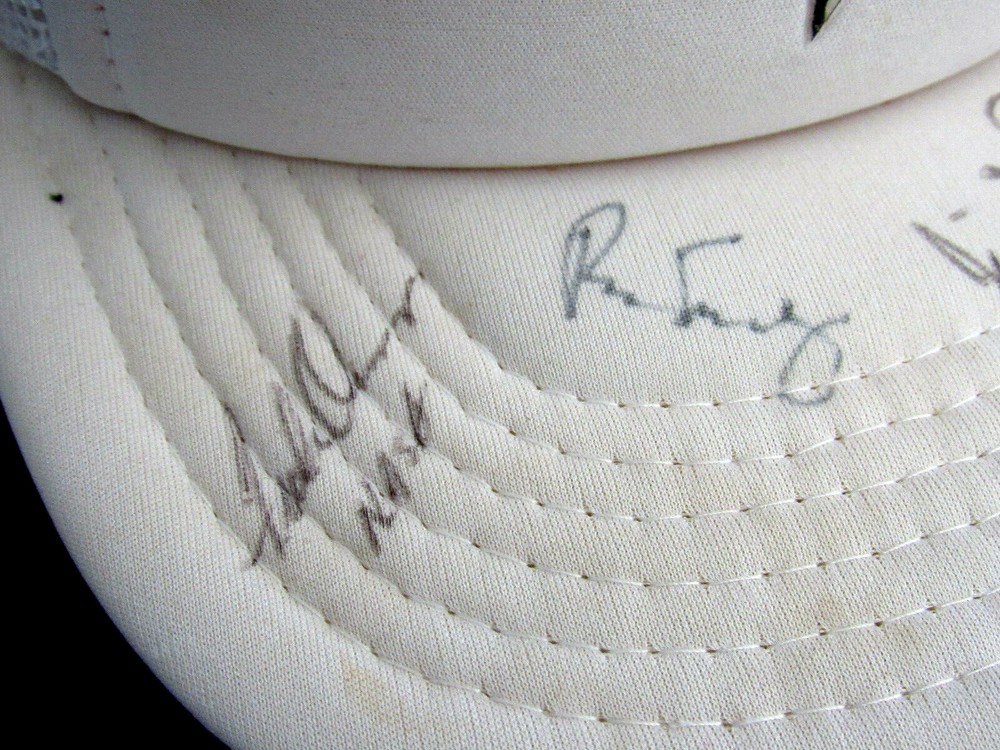 JIM MCDIVITT RICHARD TRULY OVERMEYER G. DAVID LOW NASA SIGNED AUTO CAP HAT JSA