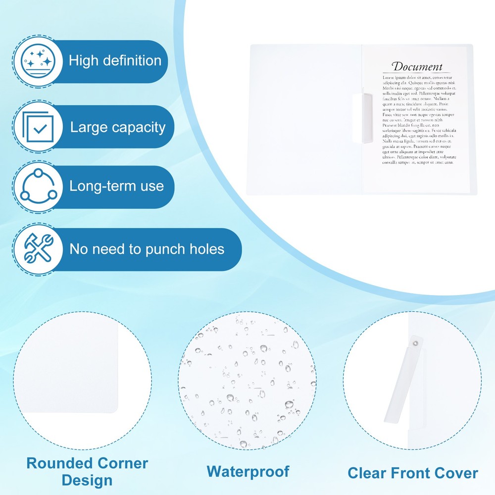 10 Pcs Report Folder Cover with Swing Clip, White