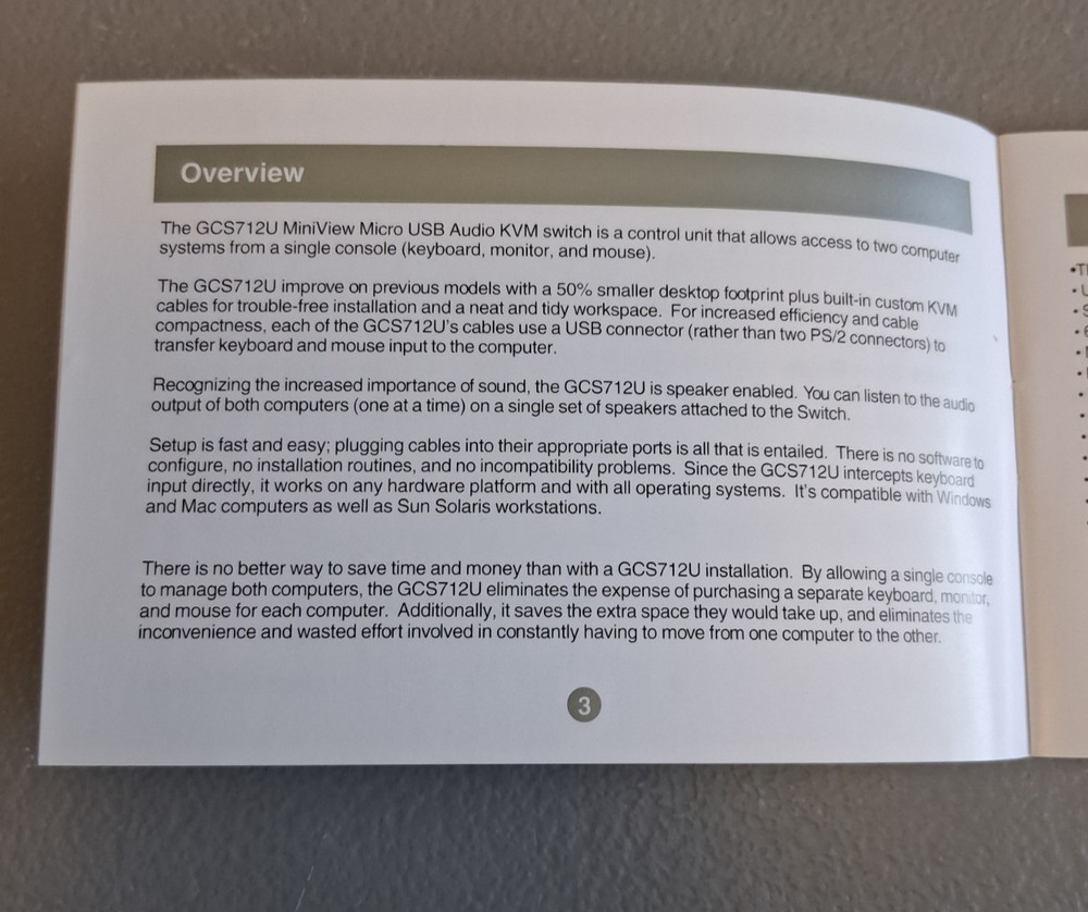 IOGEAR usb audio KVM switch model GCS712U Controls 2 computers SEE Details